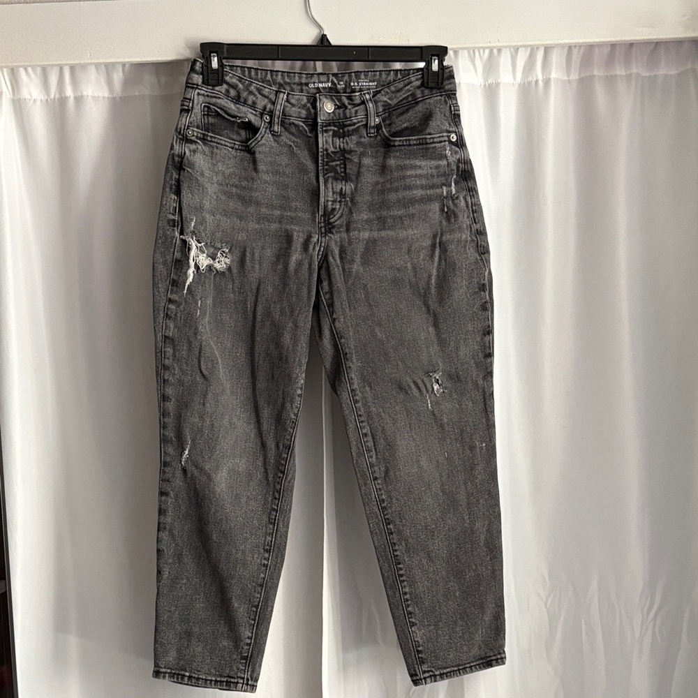 Old Navy High-Rise O.G. Straight Jeans in Gray